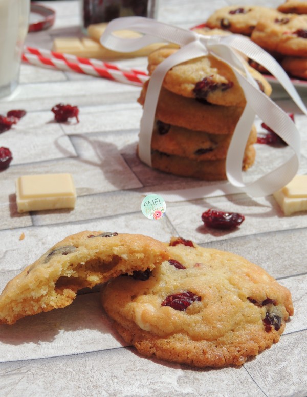 D Licieux Cookies Au Chocolat Blanc Et Cranberries Amel D Lices